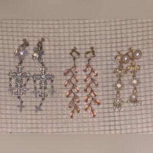 Three pairs of gorgeous vintage clip-on earrings